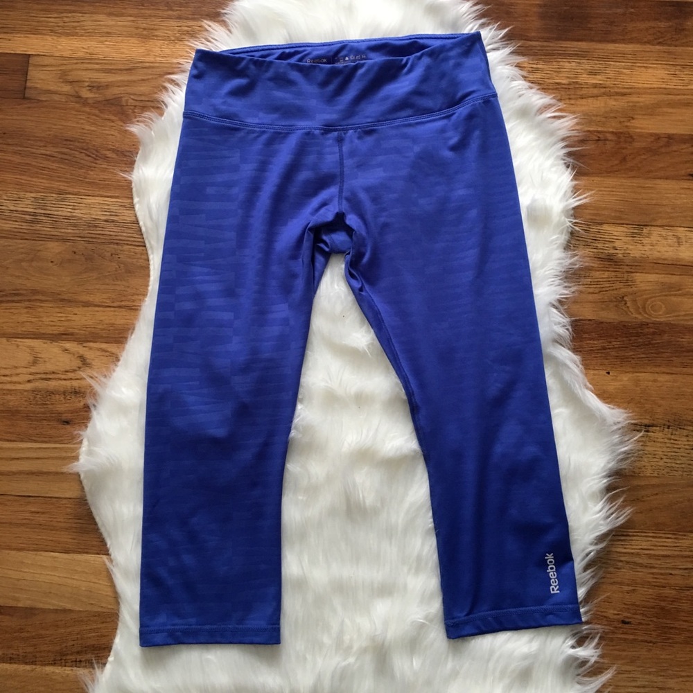 Reebok Royal Blue Pattern Capri Leggings Size Med